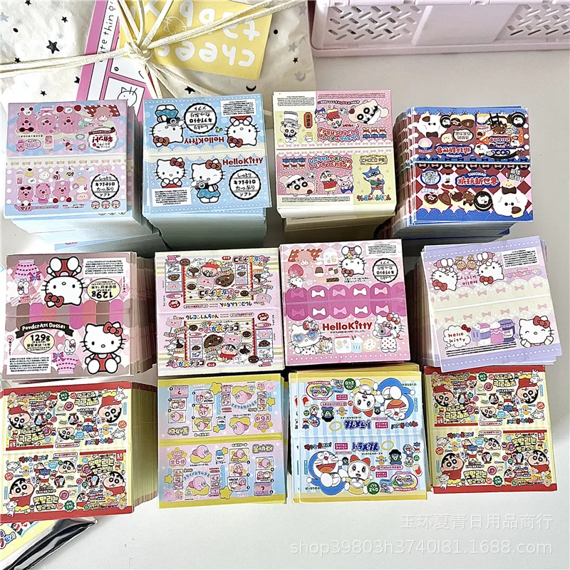 120pcs Cute Sanrio Kt Pattern Card Packaging Packaging Materials Folding Card Cartoon Mixed Biscuit Rope Small Gift Packaging