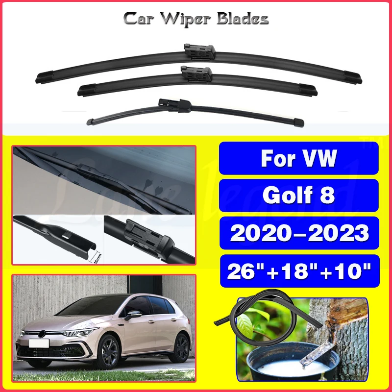 

3PCS Car Wiper For VW Golf 8 2020 2021 2022 2023 Front Rear Windshield Windscreen Wiper Blade Window Car Accessories 26"+18"+10"