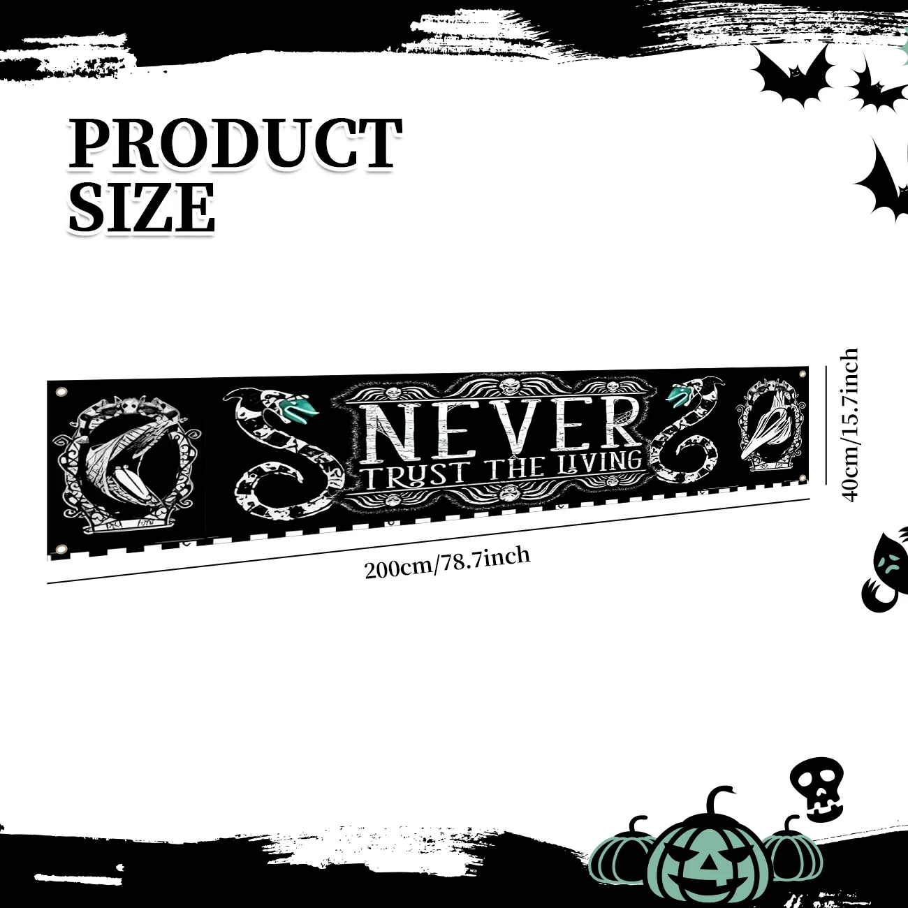 Halloween Decorations It's Showtime Halloween Banner Outdoor Scary Halloween Yard Banner Horror Black and White Banner