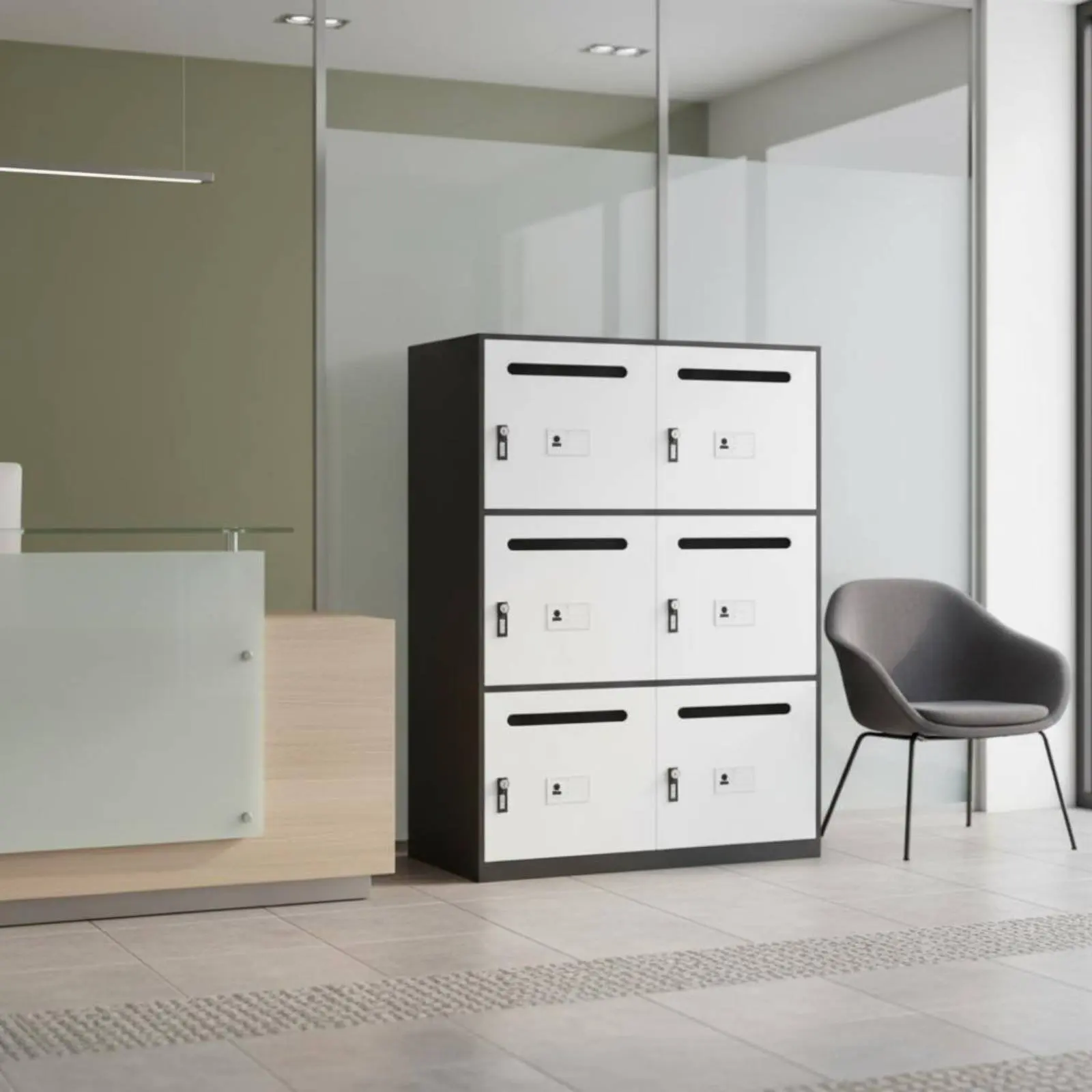 

Multi-Door Steel Mailbox Secure Locks Freestanding Parcel Cabinet Office Mail Storage Locker Easy to Clean for School, Outdoor