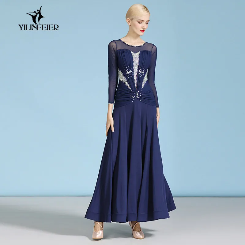 

2026 Woman New Modern Dance Dress Performance Costumes Ballroom Dance Competition Diamond Performance Dress 1887