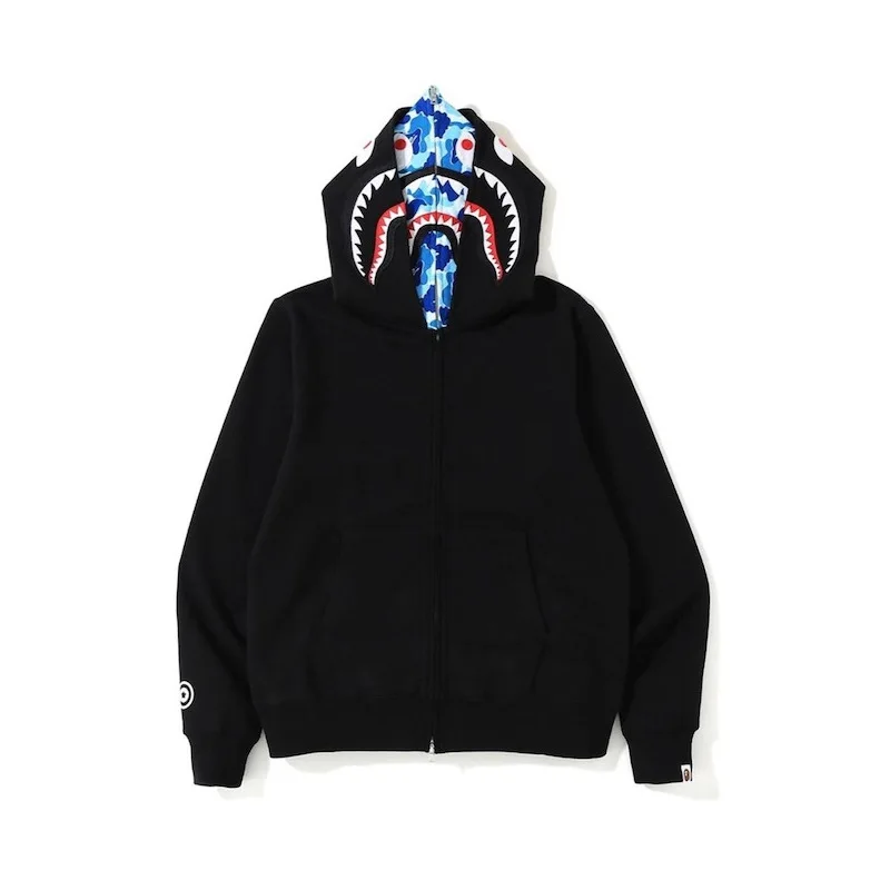 AAPE BY A BATHING APE Cotton Shark Coat Double Hat Series Camo Hooded Male Female Student Hip Hop Cardigan Zipper Sweater Gift