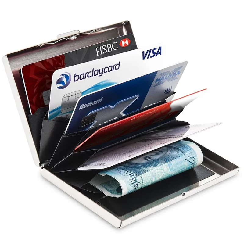 Personalised Name Card Holder 10 Card Slots Stainless Steel RFID Blocking Secure Bank Card Case