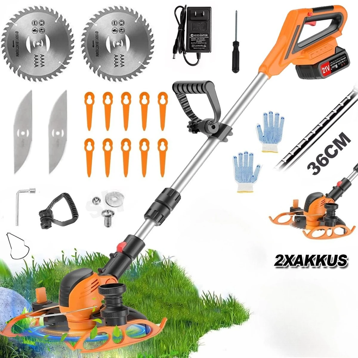 Débroussailleuse multifonctionnelle à 3 lames, angle réglable et manche télescopique, sans fil, lithium-ion, légère, pour pelouses, arbustes, mauvaises herbes, outil de jardinage portable, cadeau pratique pour les aînés et la famille