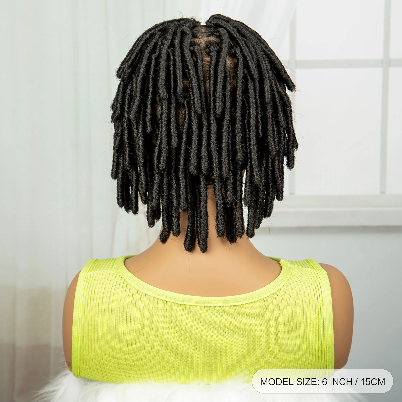 Dreadlocks courts tressés pour femmes, perruques de cheveux de tressage sans nœuds carrés, perruque au crochet torsadée naturelle, devant en dentelle synthétique