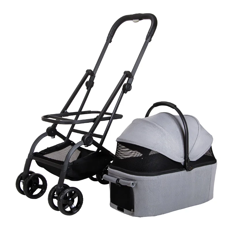 Portable Outdoor Pet Cart with High Appearance Value and Landscape Separation Portable Foldable Cat Stroller with High Quality