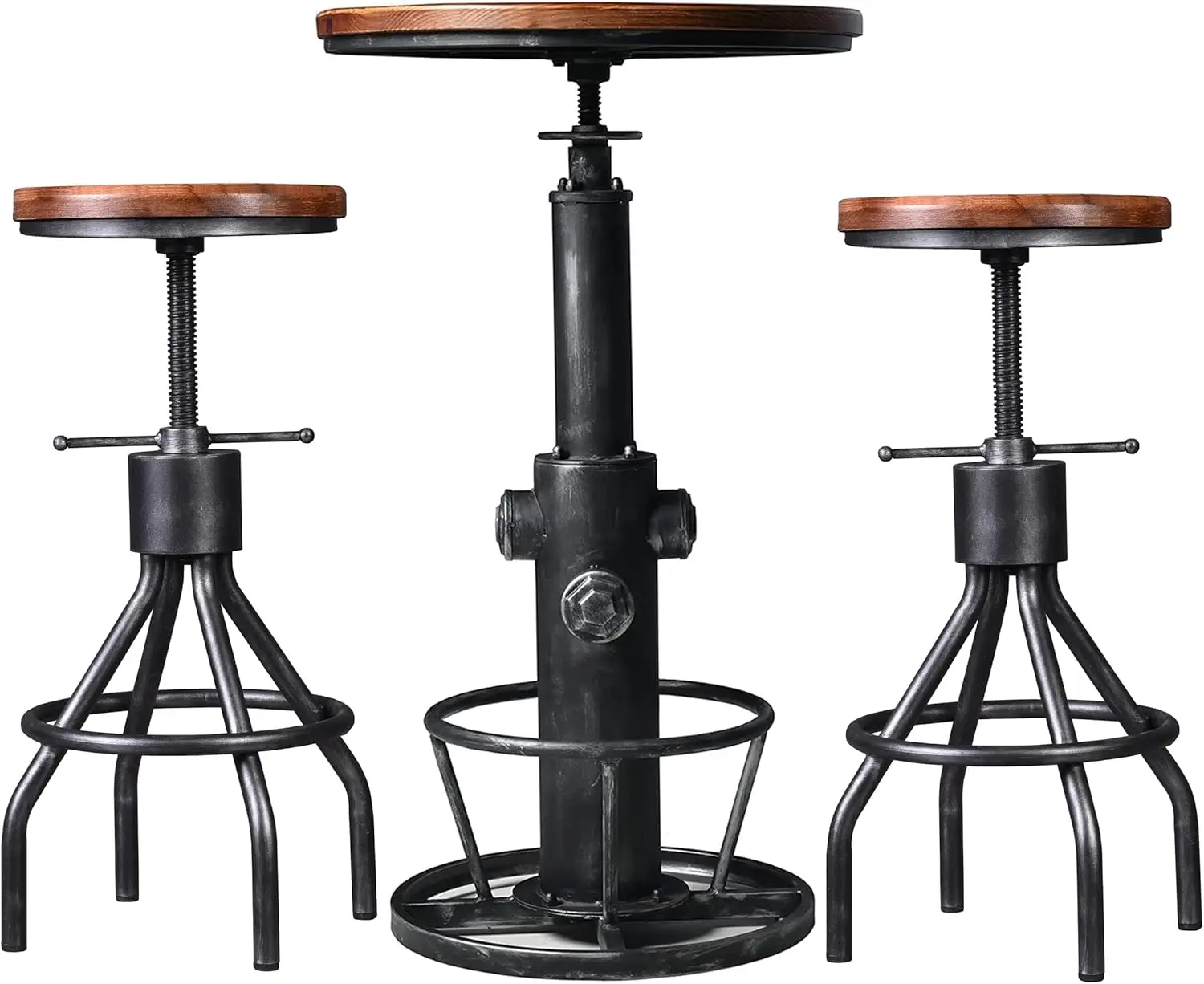 Lokkhan-Bar Mesa Set with Backless Stools for Pub, Cozinha, Jantar, Living, Festa, Bistrô, 2, 3 PCs, 38, 6-48, 4 polegadas, 24-30 polegadas