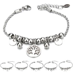New Owl Elephant Heart Tree of Life Charm Bracelet Stainless Steel Bracelets Female DIY Jewelry Butterfly Bracelet for Women