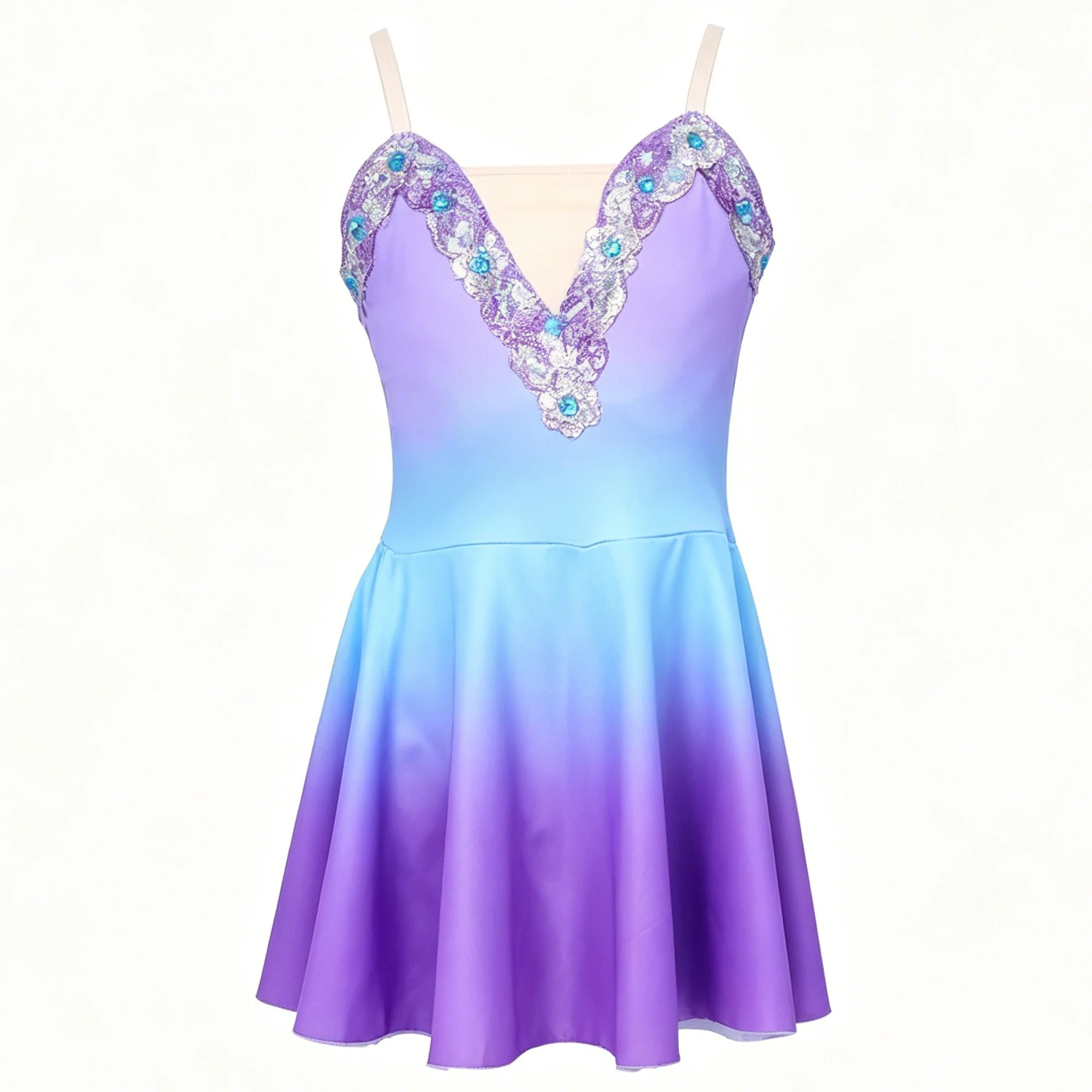

Lyrical Ballet Tutu Short Slip Dress Sequins Diamond Gradient color Ballerina Dress Children Girl Ballet Dance Costumes