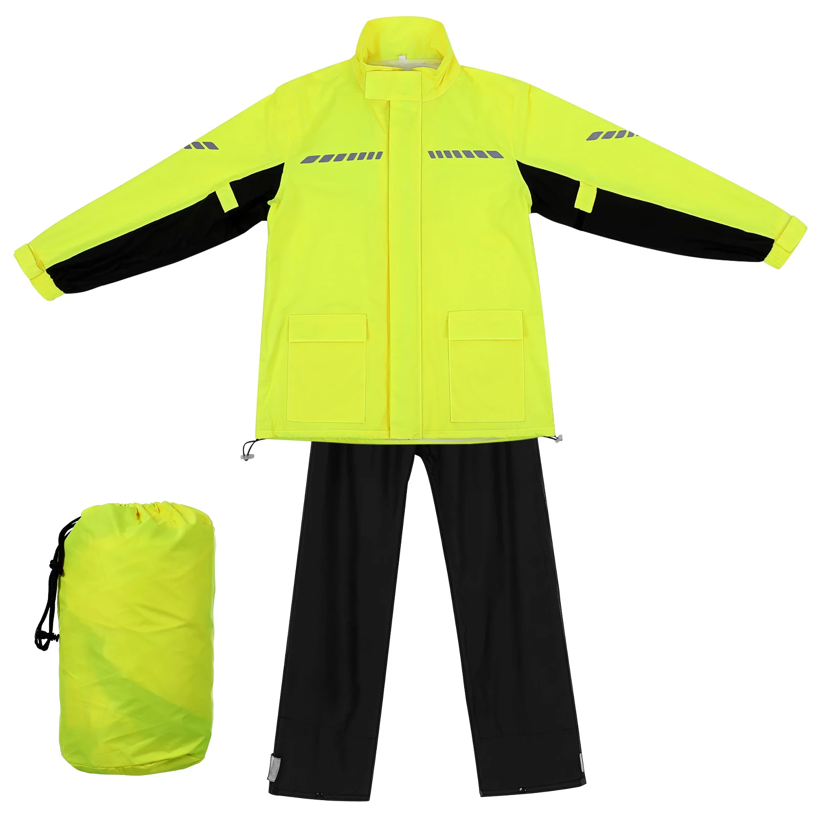 Reflective Rain Gear Set for Men Waterproof Cycling Jacket Pants Shoe Covers Heavy Rain Night Safety Visibility