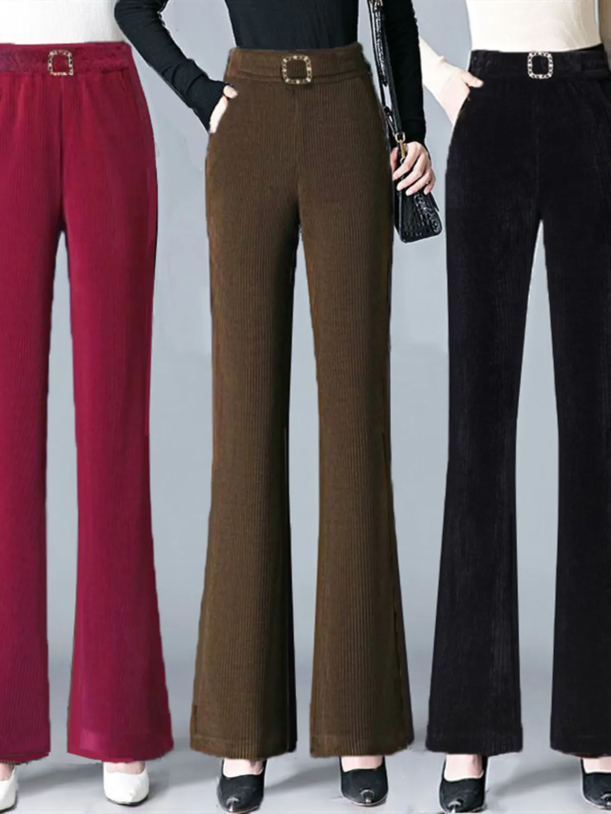 شيري سروال قصير متوهج للنساء لخريف وشتاء 2024 جديد Sle مستقيم غير رسمي Fce سروال مخملي بشريط فضفاض