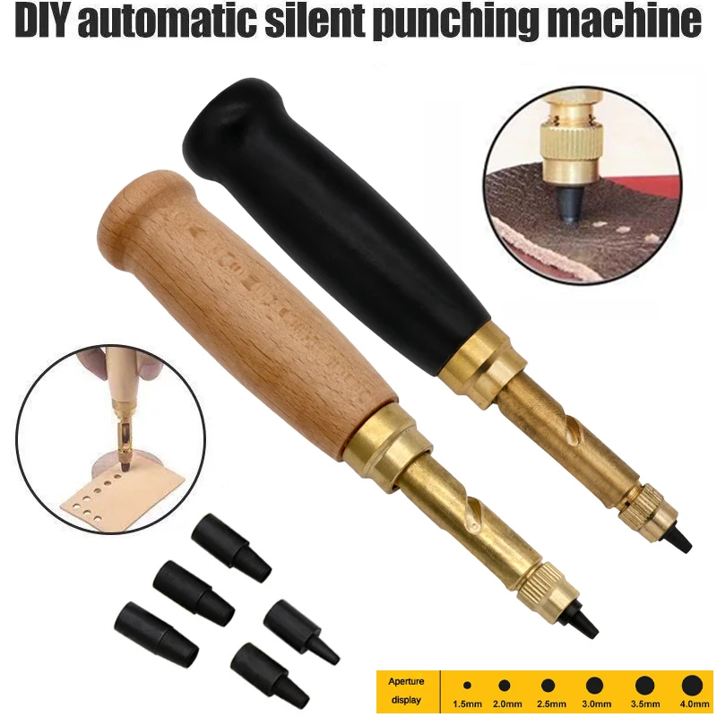 1.5-4mm Automatic Belt Hole Punch Set Paper Leather Reaming Drill Bit Crafts Wallet Watch Strap DIY Awl Reamer Hand Tools