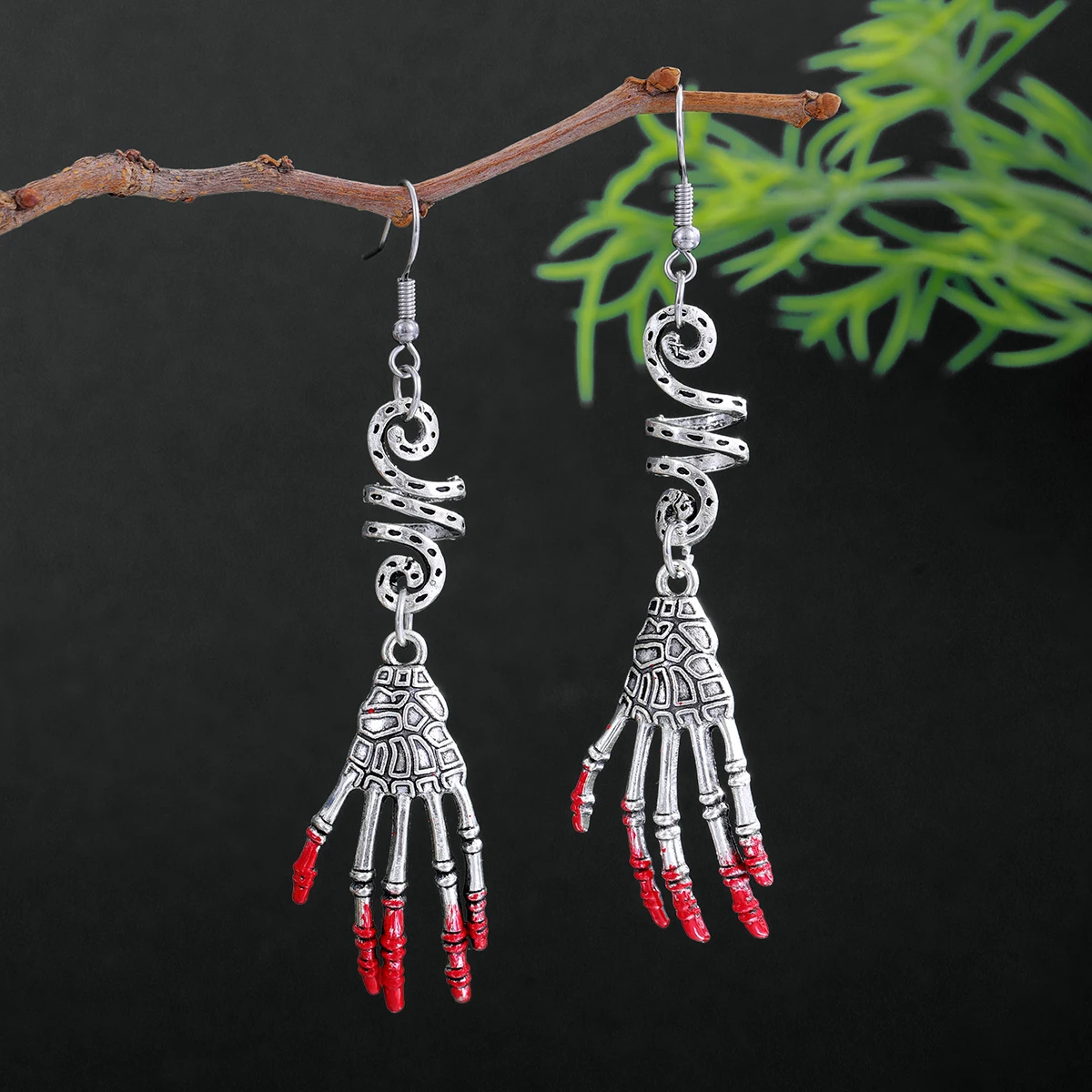 Gothic Skull Bloody Hand Earrings Horror Personality Halloween