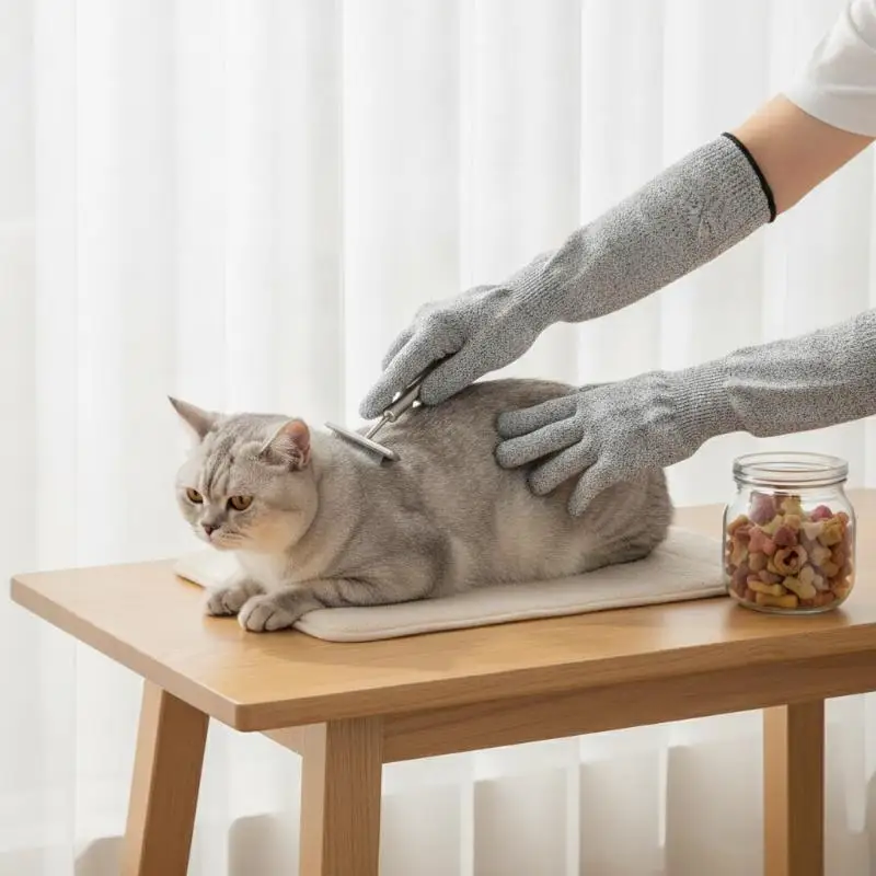 Cat Petting Anti Bite Gloves 1PC Soft Comfortable Protective Glove for Kitten Feeding Grooming Home Use