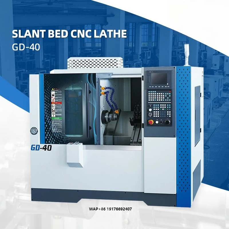 TEPU Industrial A2 Spindle Inclined Bed 300Mm Swing Machining Turning Slant Bed CNC Turret Lathe Machine for Metal