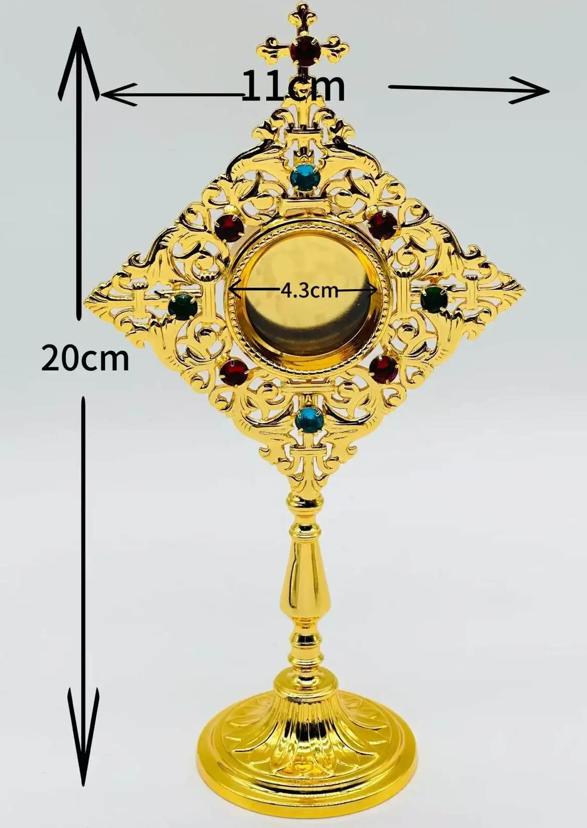 Reliquay Ostensorium Gold Plated Religious Cessel for Church Altar Ideal for Liturgical Ceremonies And Church Supplies
