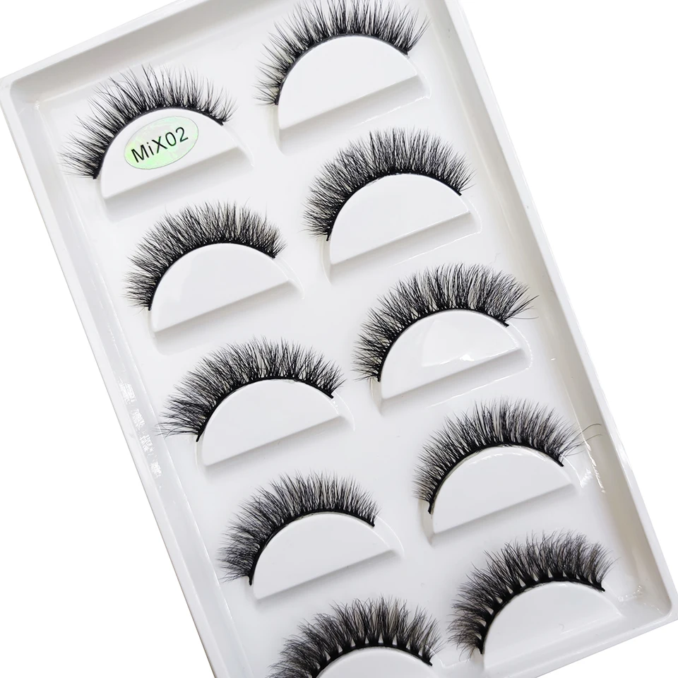 5 pares de pestañas postizas 3D naturales, pestañas de visón falso, pestañas postizas para ojos, maquillaje de belleza, herramientas, H13 Mini Cat 2