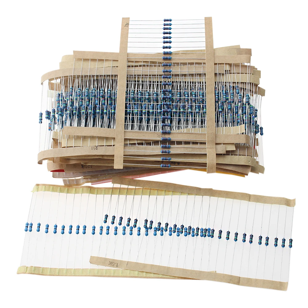 1475PCS 52 Values 1/4W Metal Film Resistor Kit 1% 0 Ohm-5.6M Ohm with 1N4148 Rectifier Diodes Mixed Kit