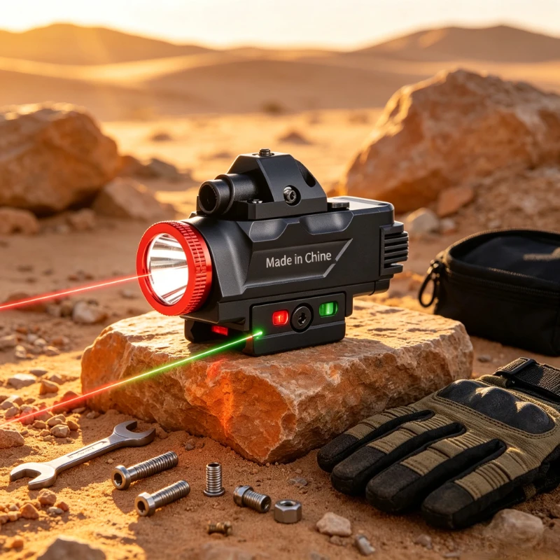 Mini High‑Bright Underbarrel Lighting Unit, Red‑Green Laser Adjustable Strobe Feature for Hobby Outdoor Simulation Projects