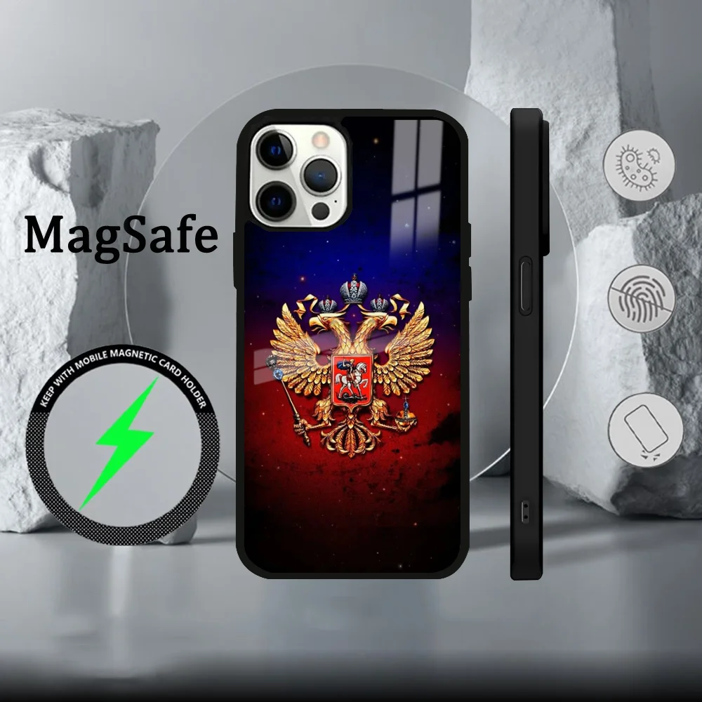 Russia Flag national emblem Phone Case For iPhone 16 15 14 13 12 11 Pro Max Plus Mini Magsafe Mirror Wireless Magnetic Cover - Image 5