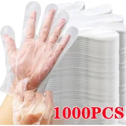 Transparent Disposable Gloves Plastic Waterproof Gloves for Kitchen Restaurant Fried Chicken BBQ Disposable Tableware 1000PCS