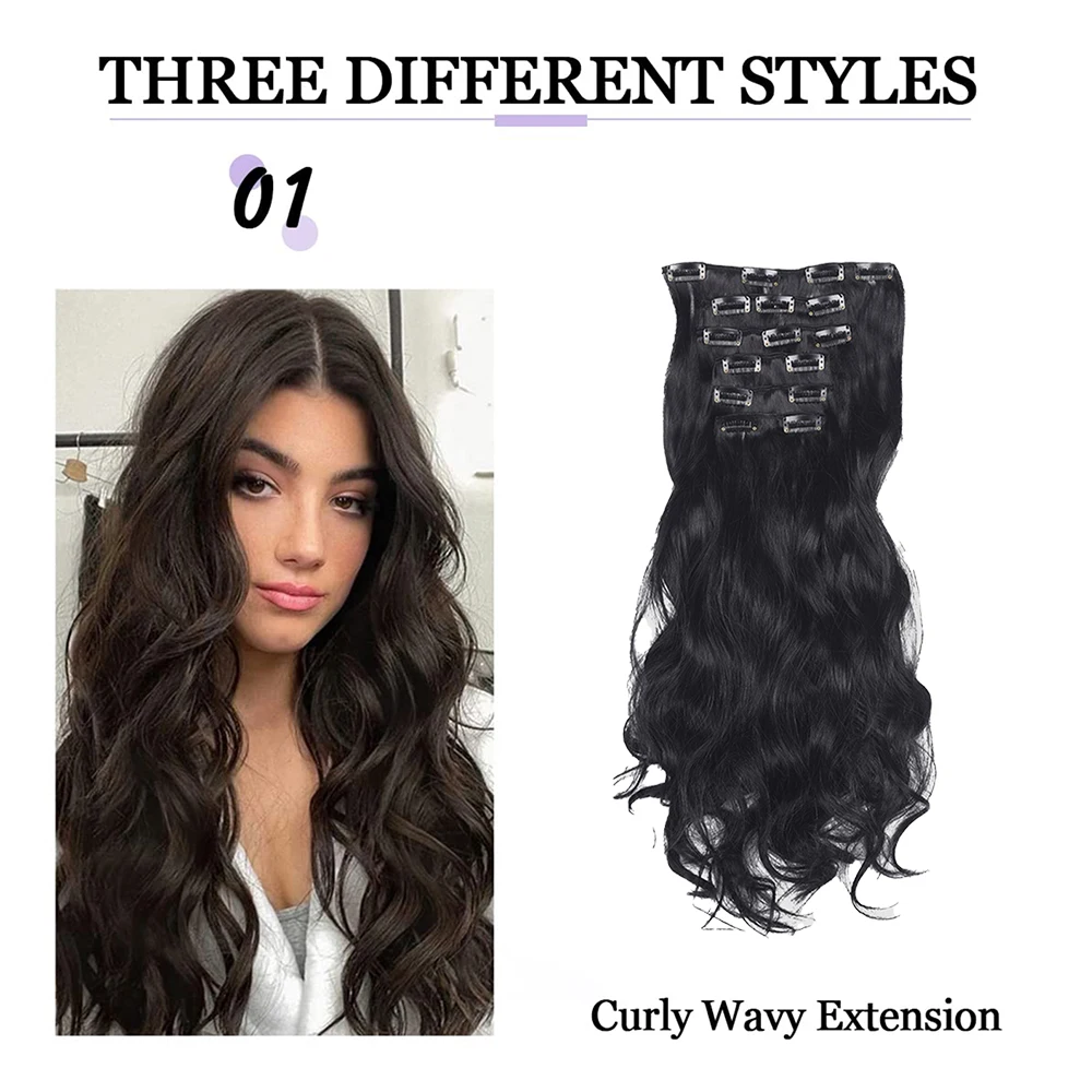 Mehrfarbige Clip-In Body Wave Haar verlängerungen 45,72 cm 6 Stück Doppels chuß synthetische hitze beständige Haar verlängerungen für Frauen Mädchen