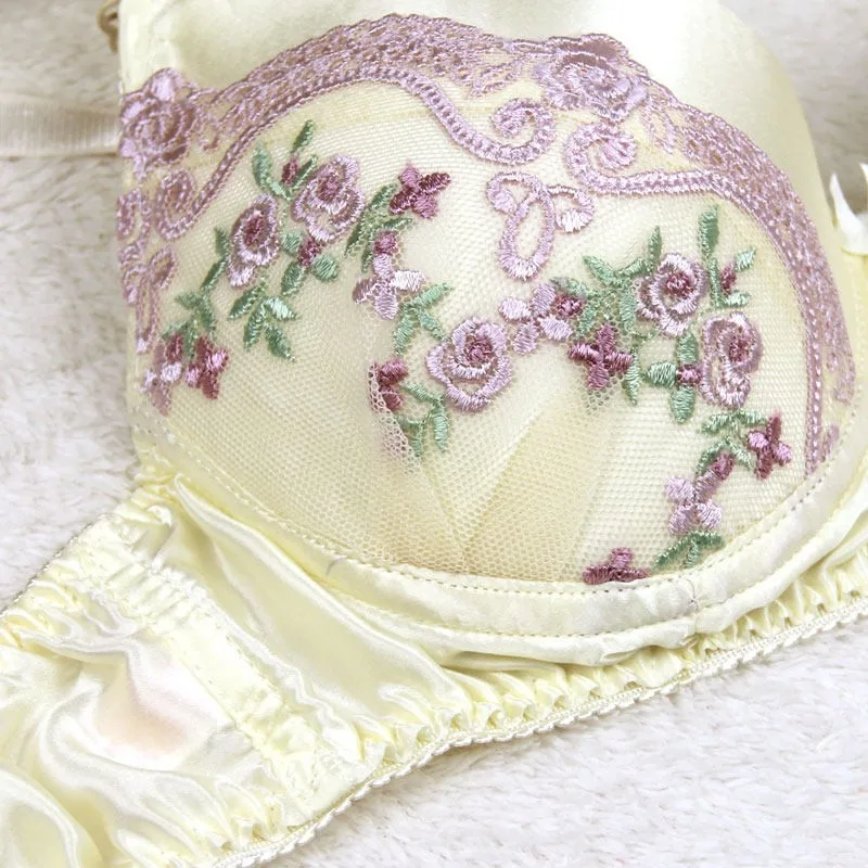 fashion underwear Silk beautiful lace bra 100% mulberry silk double-sided silk care bra plus size bra  lingerie