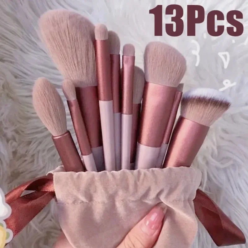 13 pçs/lote pincéis de maquiagem conjunto sombra de olho fundação feminino pó cosmético blush mistura beleza compõem ferramenta