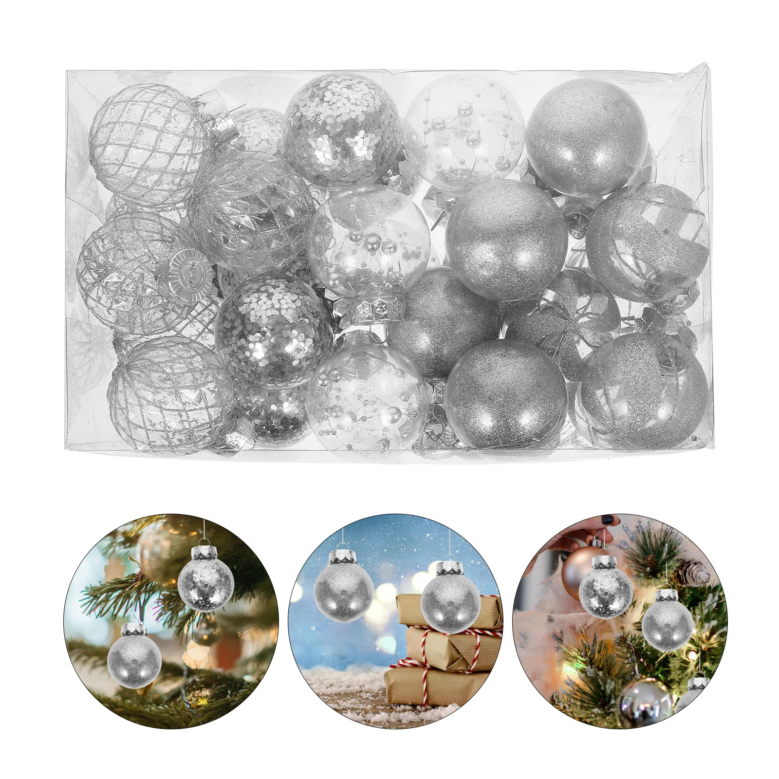 

30 Pcs Christmas Ball Decorations Decorative Pendants Spheres Balls Clear Ornaments Xmas Wedding