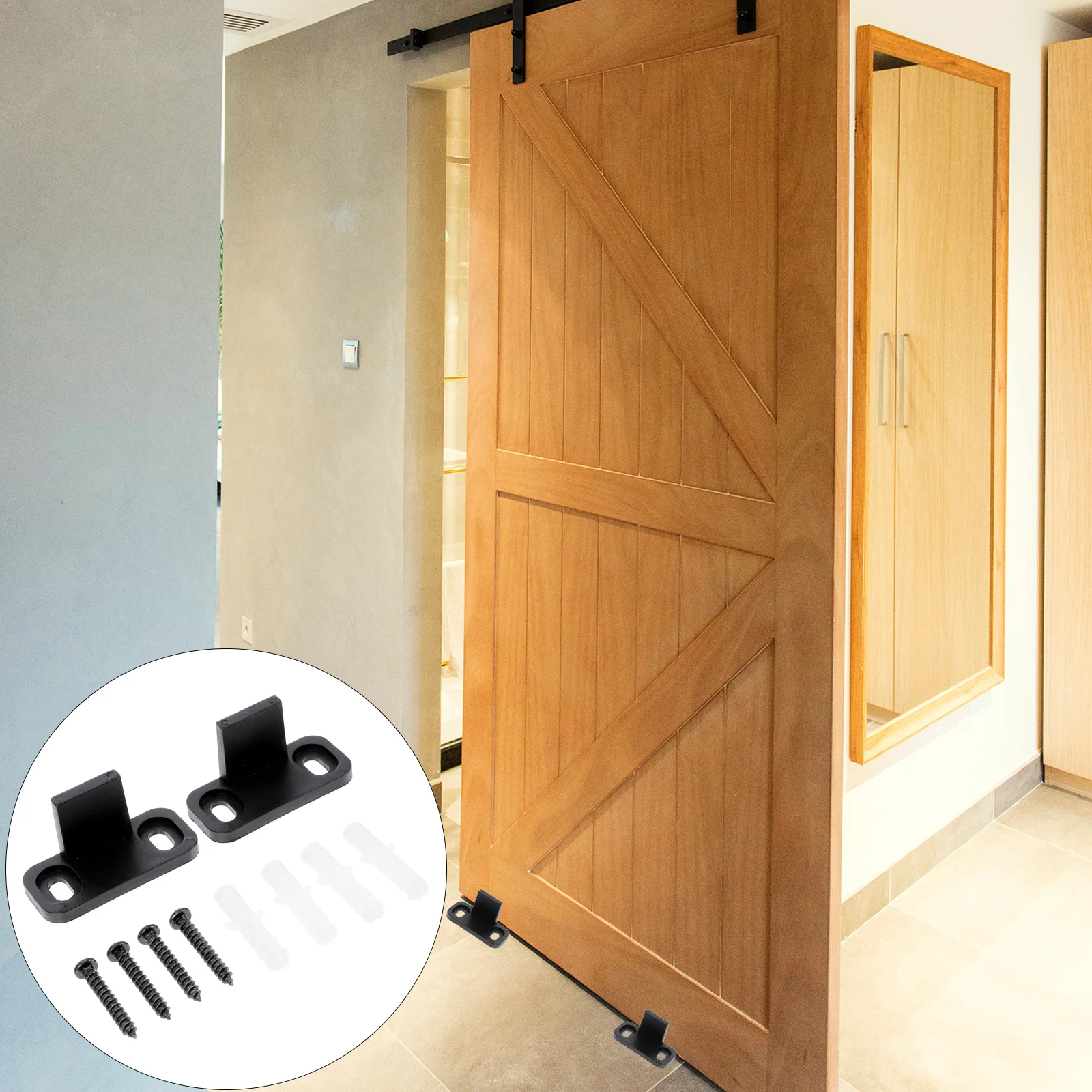 

2Sets Barn Door Floor Guides Sliding Closet Door Guide Silent Operation Easy Install Heavy Duty No Swinging Out
