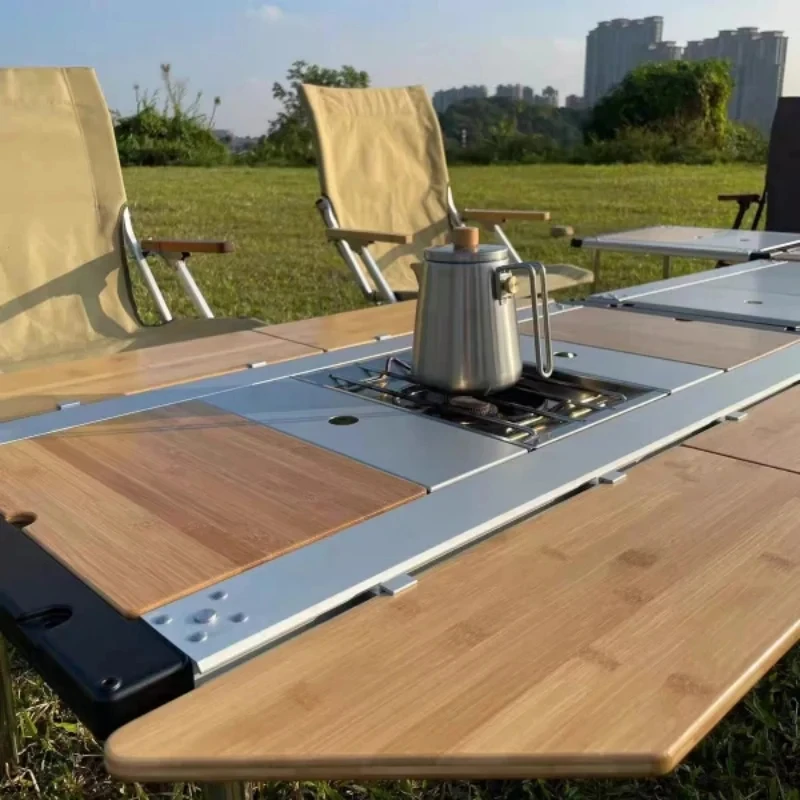 IGT Bamboo Extension Plate Camping Table Side Board Table Top  Corner Board Outdoor Kitchen System 3/4 Unit