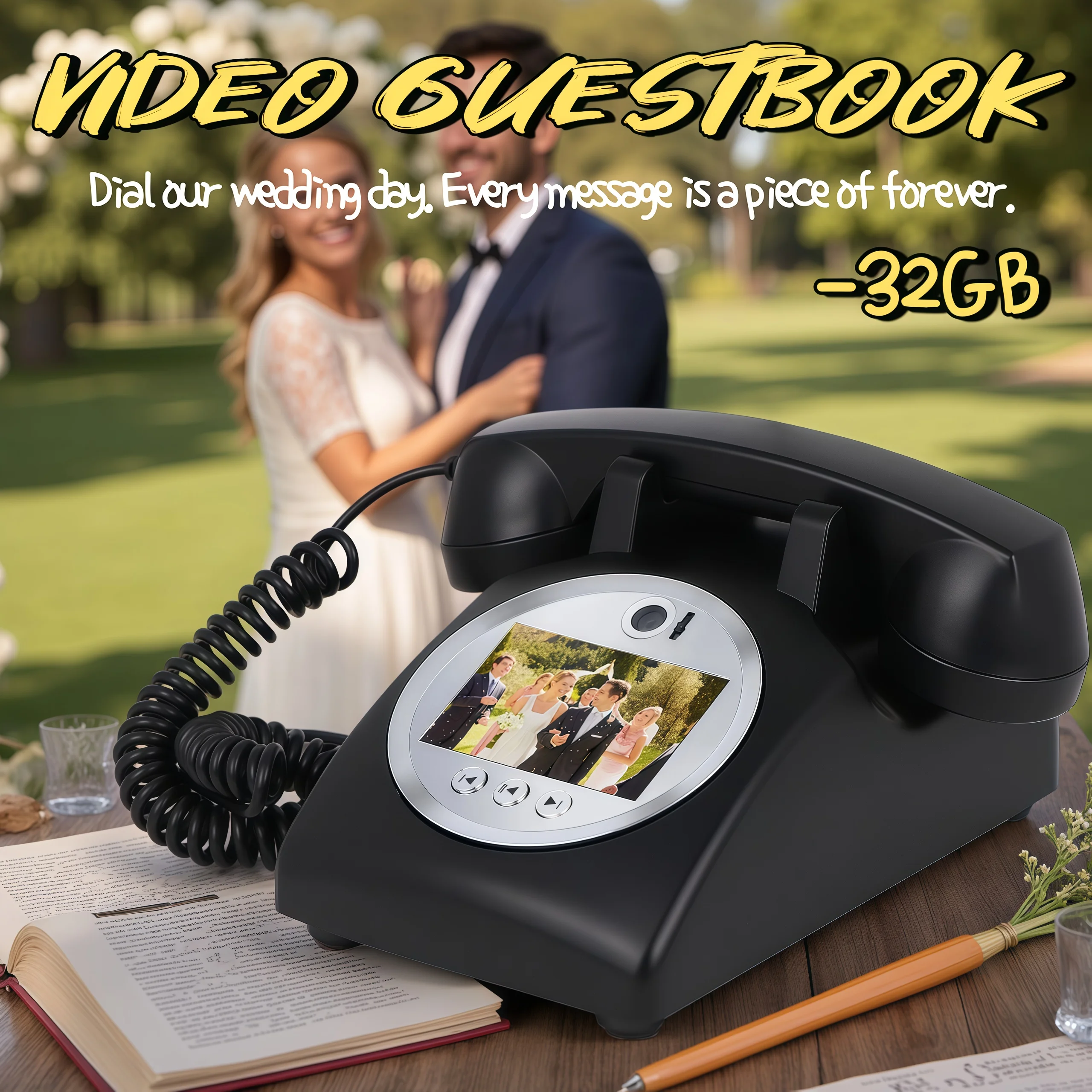 Audio Wedding Guestbook Video Message Telephone Preserve Blessings and Wishes Reception Sign-In Record Voice Greeting Keepsake