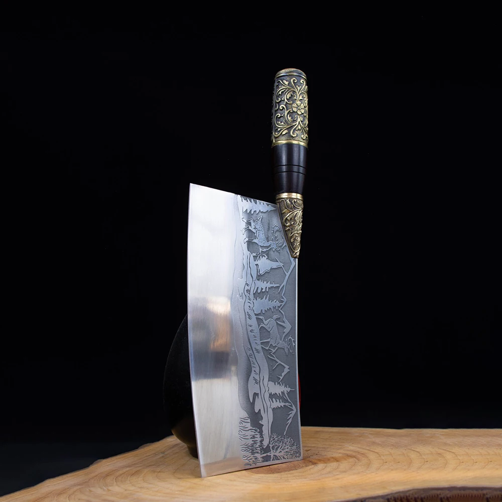 

Japanese Mulberry Knife Professional Kitchen Knives Handmade Forged Chef Slicing Meat Cleaver Ebony Copper Handle China Messer