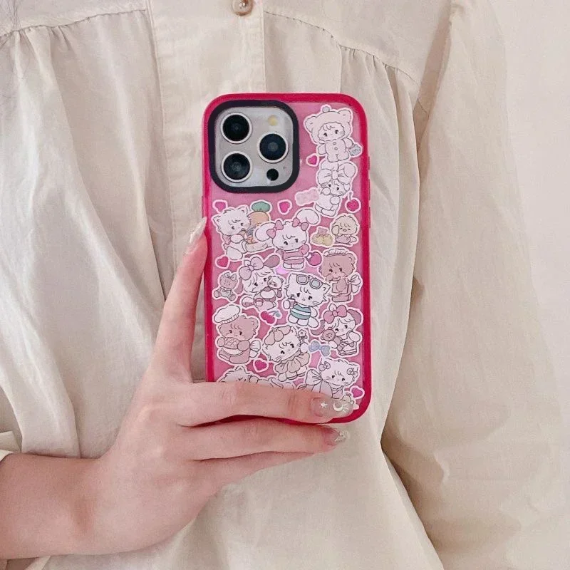 2.5 Acrylic Cute Cat iPhone 12 13 15 14 Pro Max Protective Case, Fits iPhone 15 Pro Max