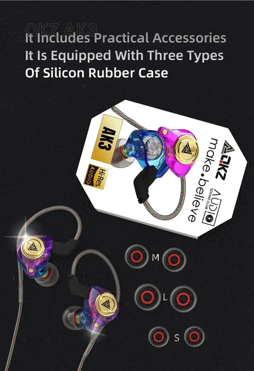 QKZ AK3 HiFi 3,5-mm-Kopfhörer mit Mikrofon, Bass, Geräuschunterdrückung, für Sport, Gaming, Musik, Stereo-Sound, Ohrhörer – Detail 18