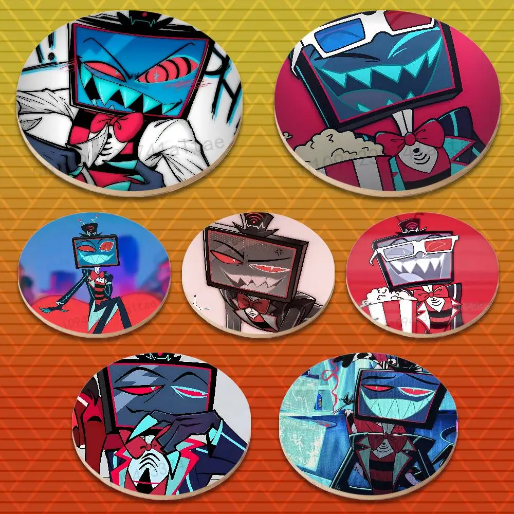 

H-Hazbin Vox Hotel T-Trust Us Round Wooden Coasters Suitable for Drinks Tea,Coffee for anti-slip decoration in bars and cafes