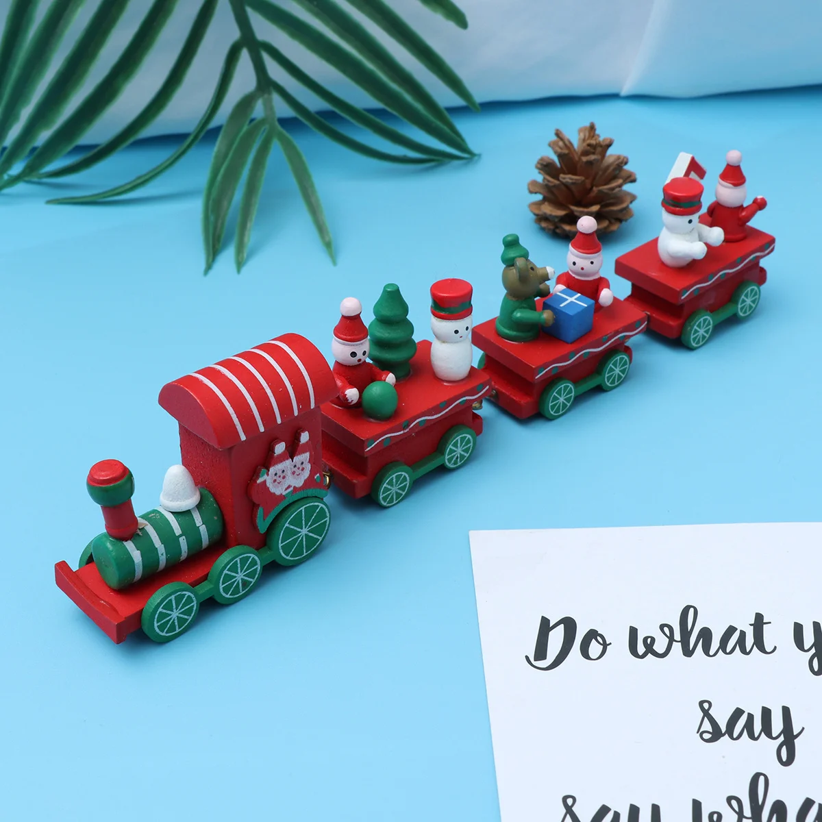 

Wooden Small Train Ornaments Xmas Decorations Christmas Chritmas Little Desktop Mini