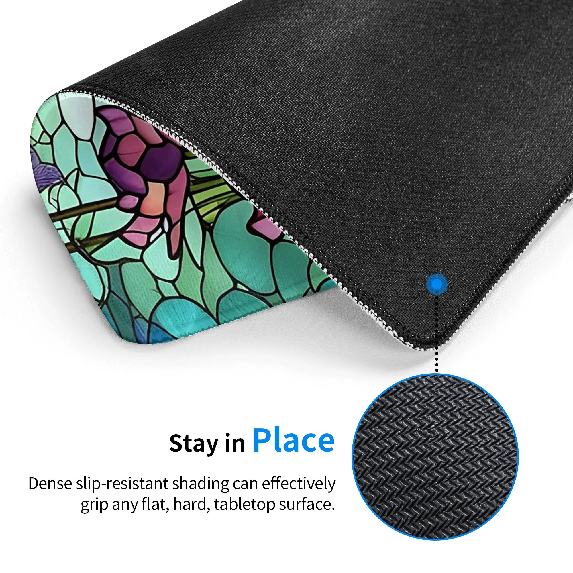 Stained Glass Purple Lotus Mouse Pad Computer Keyboard Mouse Mat Gamer PC Laptop Desk Mat Office Table Mats