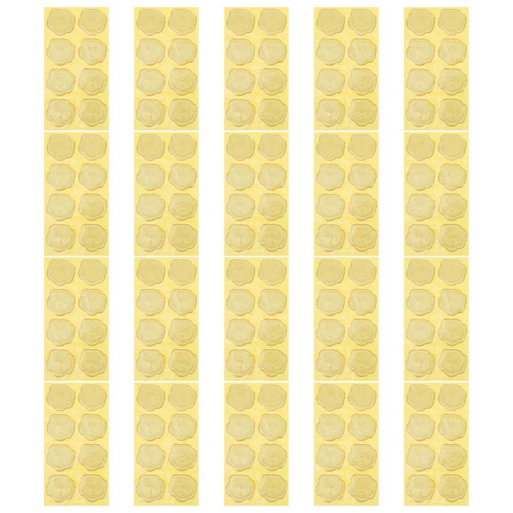 

20 Sheets Epoxy Stickers Self Adhesive Embossed Pattern Sealing Wedding Envelope Decorative Craft