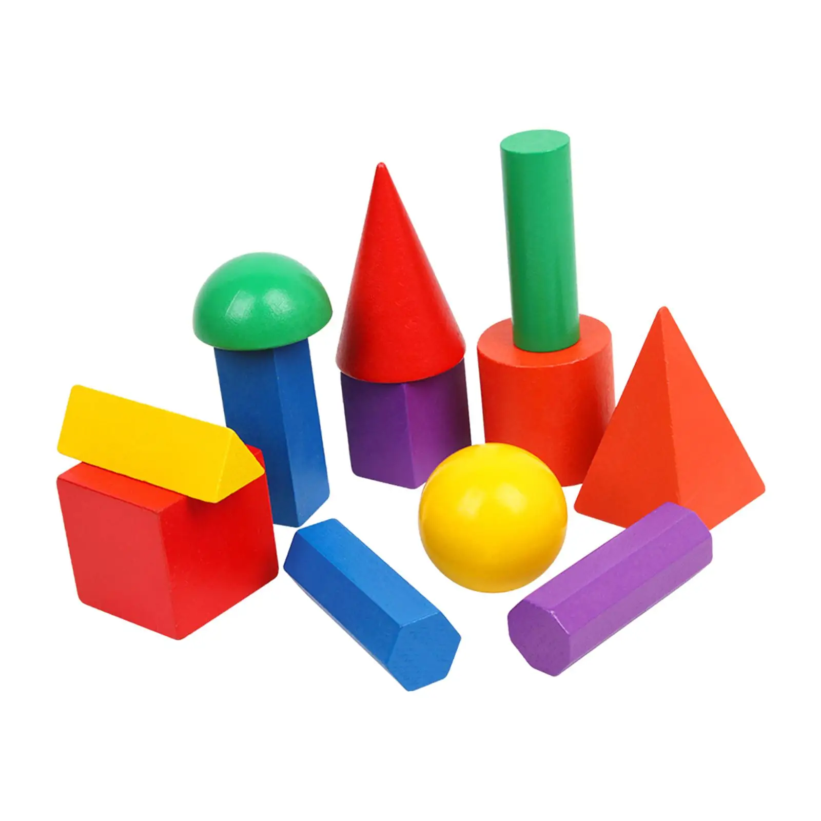 12Pcs 3D Shapes Geometric Solids Learning Toys for Early Education Preschool