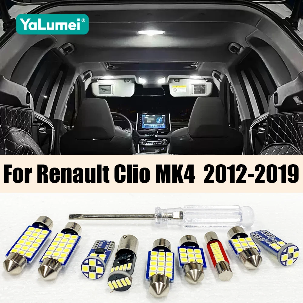 Für Renault Clio 4 IV MK4 2012-2019 8 Stück 12V Auto-LED-Lampen Innenraumbeleuchtung Kartenleselampe Kennzeichenbeleuchtung Kofferraumbeleuchtung Zubehör