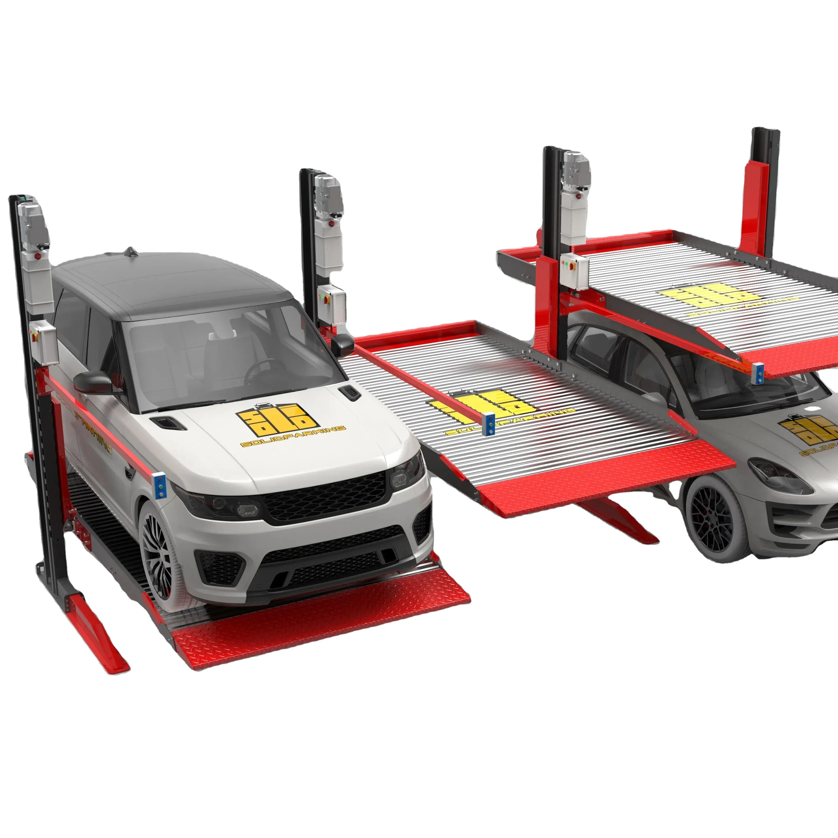 Sollevatore di parcheggio a doppio livello di vendita caldo Sollevatore di parcheggio a due montanti Parcheggio verticale Sollevatore per auto salvaspazio idraulico