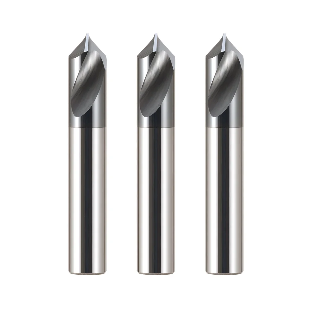 Azzkor Hrc66 CNC Point Drilling Bit 90 Degree Black Coated 2 Flutes Solid Carbide Spotting Drill Bits For Steel