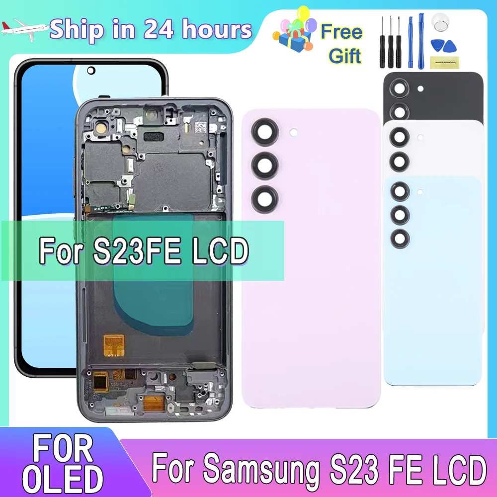 

OLED For Samsung S23 FE LCD Display Touch Screen Digitizer For Samsung S23FE S711 S711B S7110 S711U LCD With Frame Screen