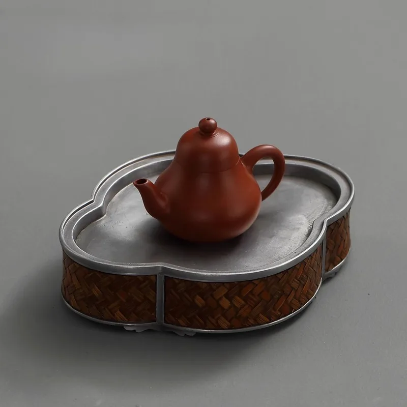Old mat noodle begonia Chinese old bamboo tea tray Zisha pot dry brewing tray time tea set