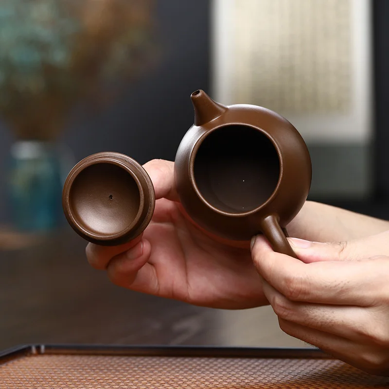 130CC Small Capacity Kung Fu Zisha Teapot Machine Made Hand Play Tea Pot Ball Hole Filter Chinese Pu \'er Flower Black Kettle