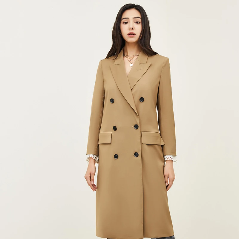 Imagem -05 - Primavera Blusão Longo Trench Coat 2023 Novas Mulheres Duplo Breasted Magro Trench Coat Feminino Moda Casual Outwear