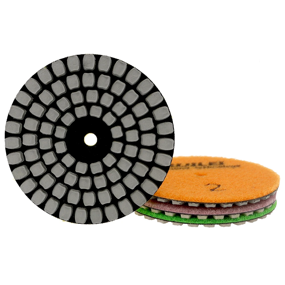 5 Pcs/Set 4 Inch Dry Polishing Pad Super Sharp Diamond Polishing Pads For Granite Marble Stone With M14 Aluminium Backer Pad