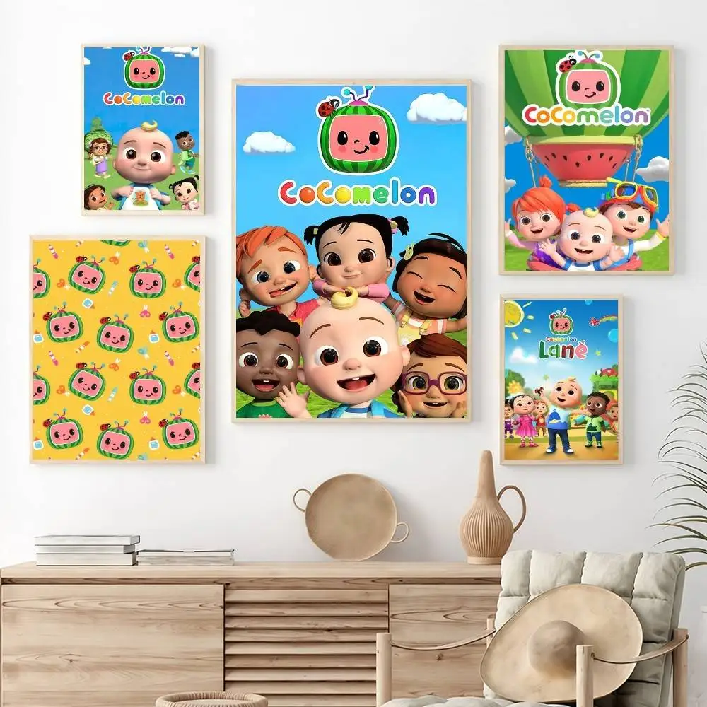 Cartoon Baby C-C-CoComelonS-ES Poster Stickers Art Print Retro Vintage Wall Decor HD Living Room Home Office Gift Occasion