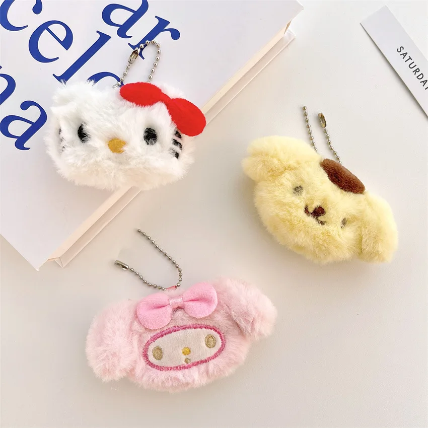 Anime Kawaii Cinnamorolls Pompompurins Plush Key Chain Bag Pendant for Girls Cartoon Cute Cat Key Chain Backpack Decoration Gift